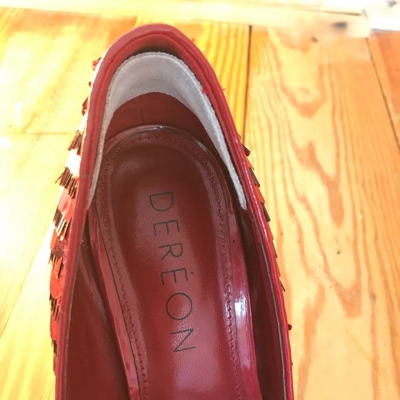 Dereon Red Fringe Sequin Heels, EUC, 7.5 - Picture 8 of 16